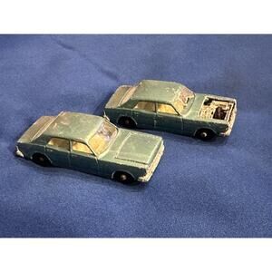 PAIR - Lesney Matchbox No. 53 Ford Zodiak MK IV Light Blue White Interior